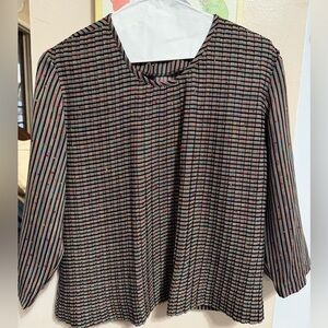 Multicolored Striped Pleated Blouse